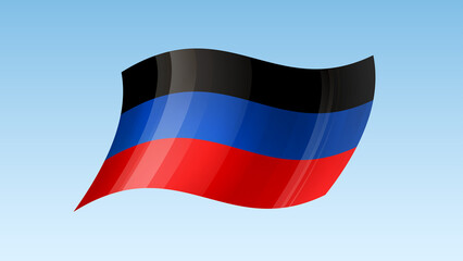 Donetsk People's Republic flag state symbol isolated on background national banner. Greeting card National Day of the Donetsk People's Republic. Illustration banner with realistic state flag of DPR.