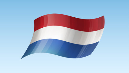Fototapeta premium Netherlands flag state symbol isolated on background national banner. Greeting card National Independence Day of the Kingdom of the Netherlands. Illustration banner with realistic state flag Holland.