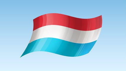 Luxembourg flag state symbol isolated on background national banner. Greeting card National Independence Day of the Grand Duchy of Luxembourg. Illustration banner with realistic state flag.