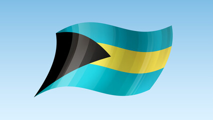 Bahamas flag state symbol isolated on background national banner. Greeting card National Independence Day of the Commonwealth of The Bahamas. Illustration banner with realistic state flag.