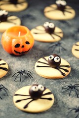 Halloween spider cookies cute treats for halloween kids party.