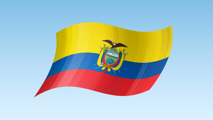 Ecuador flag state symbol isolated on background national banner. Greeting card National Independence Day of the Republic of Ecuador. Illustration banner with realistic state flag.