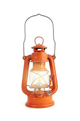 Vintage orange oil lamp with a flame