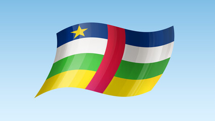 Central African Republic flag state symbol isolated on background national banner. Greeting card National Independence Day Central African Republic. Illustration banner realistic state flag of CAR.