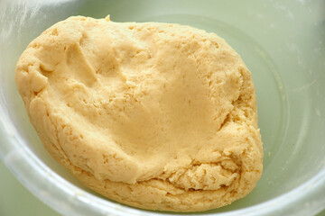 close-up freshly kneaded pastry dough, pastry dough,