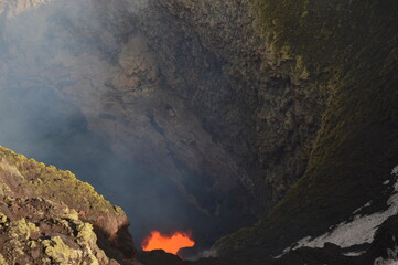 Obraz premium Sunrise mountain climbing on the active Volcan Villarrica in Pucon, Chile