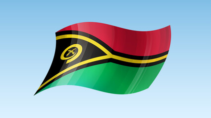 Vanuatu flag state symbol isolated on background national banner. Greeting card National Independence Day of the Republic of Vanuatu. Illustration banner with realistic state flag.