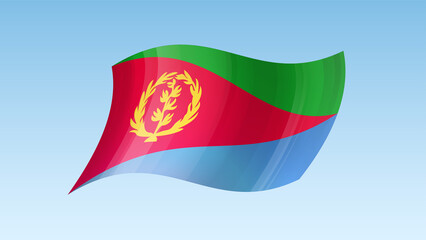 Eritrea flag state symbol isolated on background national banner. Greeting card National Independence Day of the State of Eritrea. Illustration banner with realistic state flag.