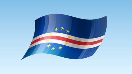 Cape Verde flag state symbol isolated on background national banner. Greeting card National Independence Day of the Republic of Cape Verde. Illustration banner with realistic state flag.