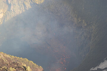 Sunrise mountain climbing on the active Volcan Villarrica in Pucon, Chile
