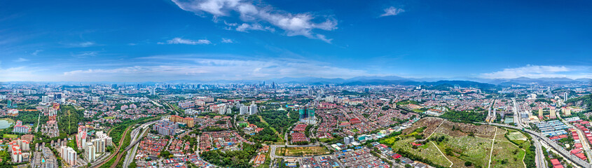 Aerial panorama cityscape of Kuala Lumpur,Malaysia. Drone shot