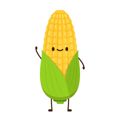 Corn vector. Corn character design. Corn on white background.