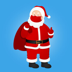 Santa Claus in face mask. Cartoon. Vector illustration.