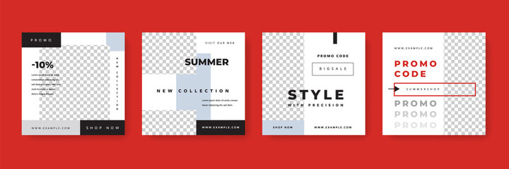 Clean social media post template set with for instagram and facebook. Editable social posts graphic 