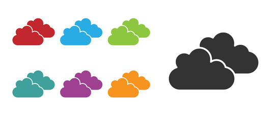 Black Cloud icon isolated on white background. Set icons colorful. Vector.