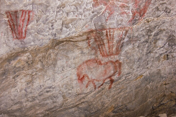 ancient inscriptions at Kapova cave. Shulgan-Tash Nature Reserve