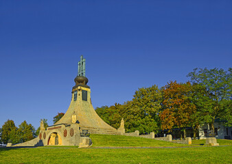 Pratecky Hill with the Tumulus of Peace. Reminder of the fallen in the Battle of the Three Emperors...