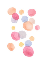 Watercolor poster on a white background with an artistic drawing of strokes, washes and spots. Hand-painted watercolor drawing, cut out elements for the design. abstract geometric background