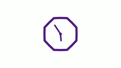 New counting down purple dark clock icon on white background,12 hours wall clock