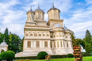 Cathedral of Curtea de Arges, a romanian Orthodox cathedral on the grounds of Curtea de Arges Monastery, dedicated to Dormition of the Mother of God in Curtea de Arges, Wallachia, Romania