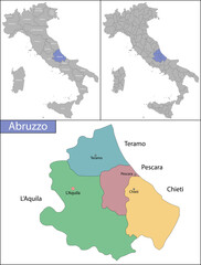 Illustration of Abruzzo is a region in Southern Italy
