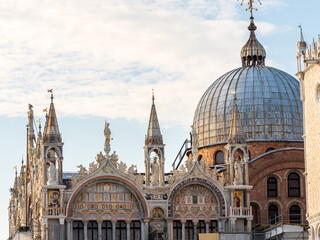 Architectural details of a church in Venice, Italy