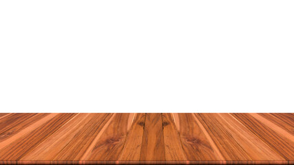 Wood table or wood floor on white background.