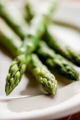 Asparagus. Sautéed organic vegetables in olive oil, herbs, spices and salt and pepper. Classic American steakhouse, restaurant or bistro side dish.