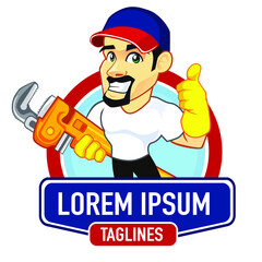 handyman logo mascot cartoon