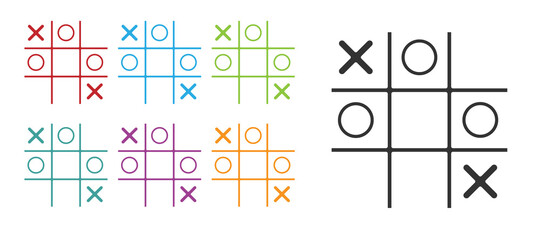 Black Tic tac toe game icon isolated on white background. Set icons colorful. Vector.