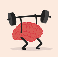 brain Lifting Weights over head vector