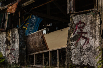 Fototapeta na wymiar 香港　ランタオ島の心経簡林へ向かう道にある廃墟