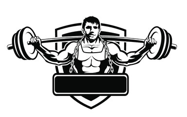 Gym logo cartoon in vector