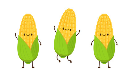 Corn vector. Corn character design. Corn on white background.