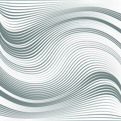 Abstract warped Diagonal Striped Background . Vector curved twisted slanting, waved lines texture