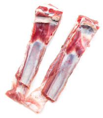 Lamb ribs with meat isolated on a white background.