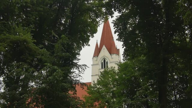 Tower of Evangelical Lutheran Church In  Silute, Lithuania.