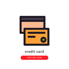Obraz premium credit card icon vector illustration. credit card icon lineal color design.