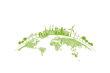 Poster Sustainability development and World environmental concept with Green city and Ecology friendly, vector illustration © flyalone