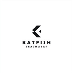 Letter K and a simple fish concept for a clothing design logo