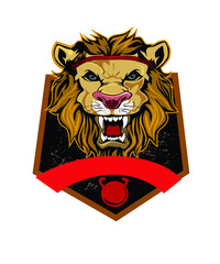 animal sword logo cartoon in vector