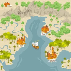  Map builder illustrations for fantasy and medieval cartography and adventure games, landmark scene mapped © QatlasMap
