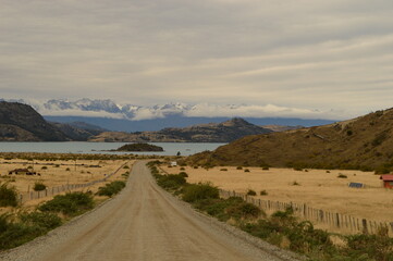 Road tripping on the scenic Carretera Austral dirtroad through mountains and glaciers in Patagonia, Chile
