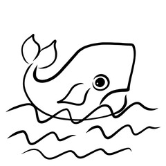 big sad fish rushing through the waves