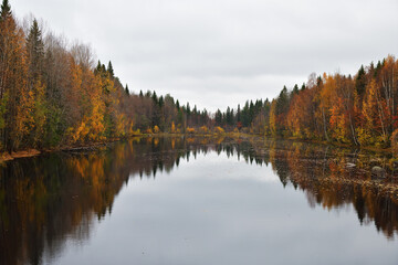 Fototapeta na wymiar Autumn scenery. Karelia, Russia