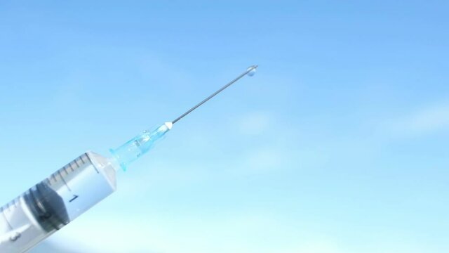 Nurse man holad a medical disposable hypodermic syringe,Health instruments,slow motion