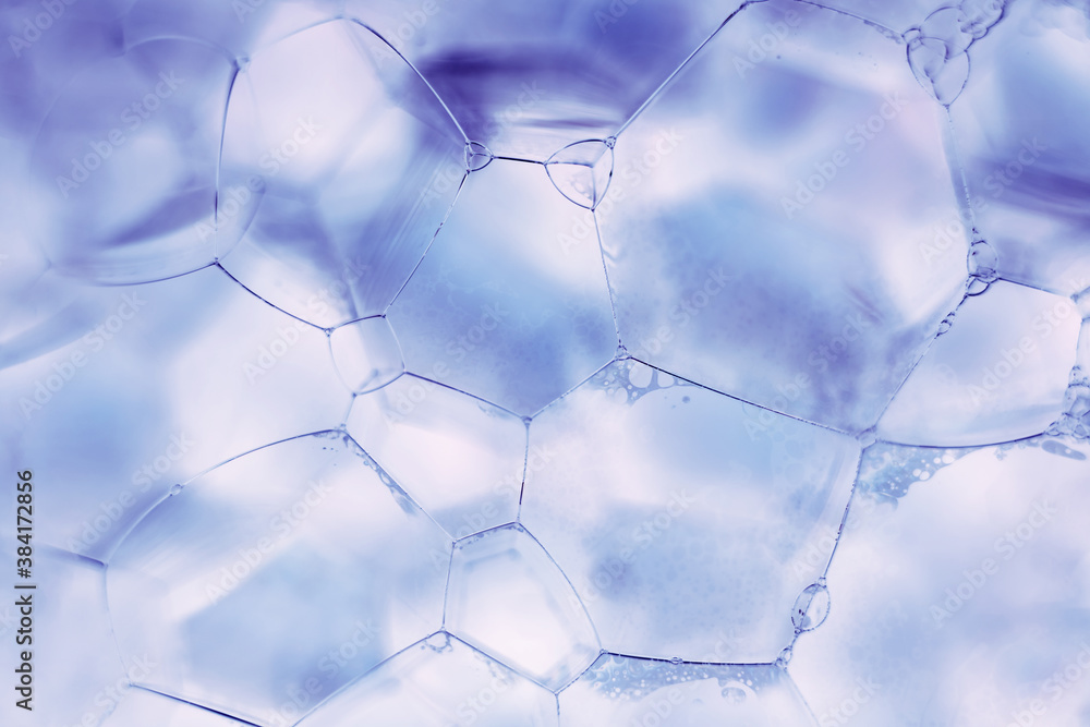 Fototapete close up beautiful abstract soap bubbles. background pattern for design. macro photography view.