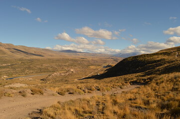 Road tripping on the scenic Carretera Austral dirtroad through mountains and glaciers in Patagonia, Chile