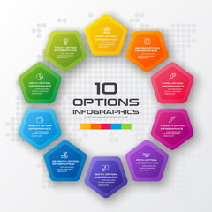Pentagon element for infographic,Business concept with 10 options,Vector illustration.