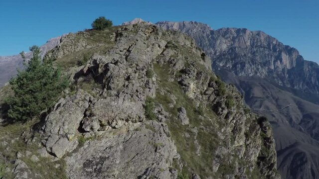 Caucasus, Ossetia. Archon Gorge. Rocky ridge.